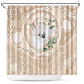 Koala Mum Australia Mother's Day Personalised Shower Curtain Beige Aboriginal Art