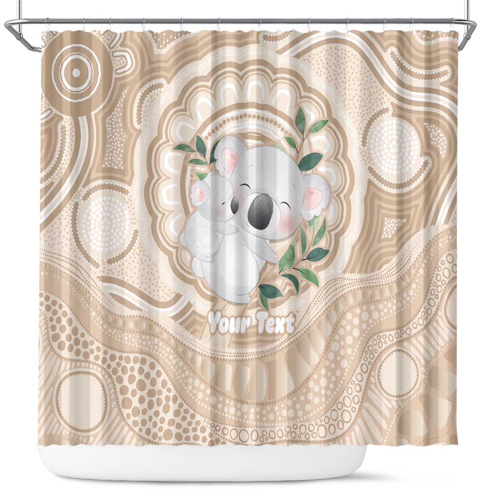 Koala Mum Australia Mother's Day Personalised Shower Curtain Beige Aboriginal Art