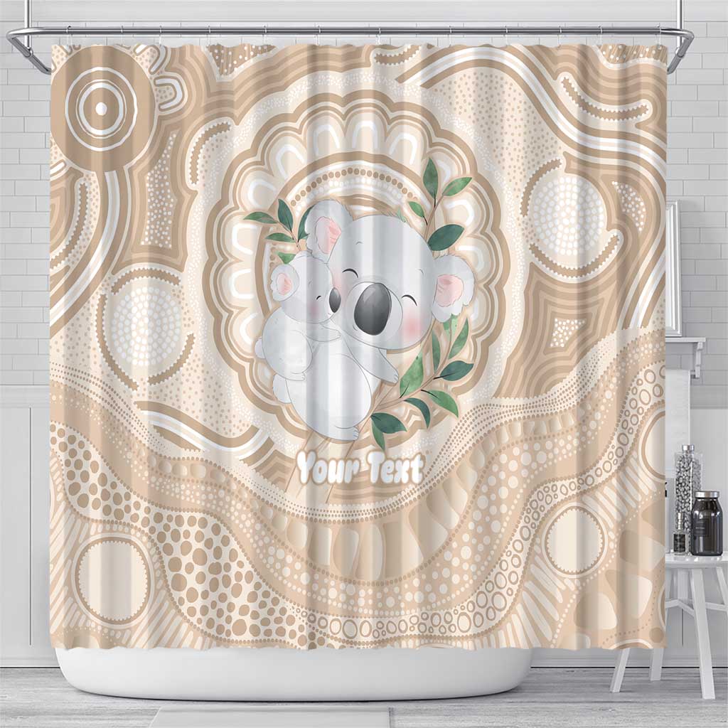 Koala Mum Australia Mother's Day Personalised Shower Curtain Beige Aboriginal Art