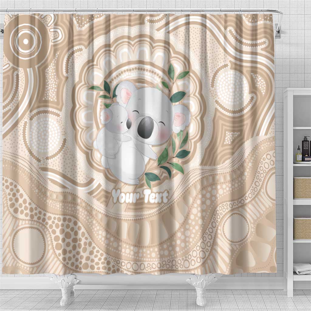 Koala Mum Australia Mother's Day Personalised Shower Curtain Beige Aboriginal Art