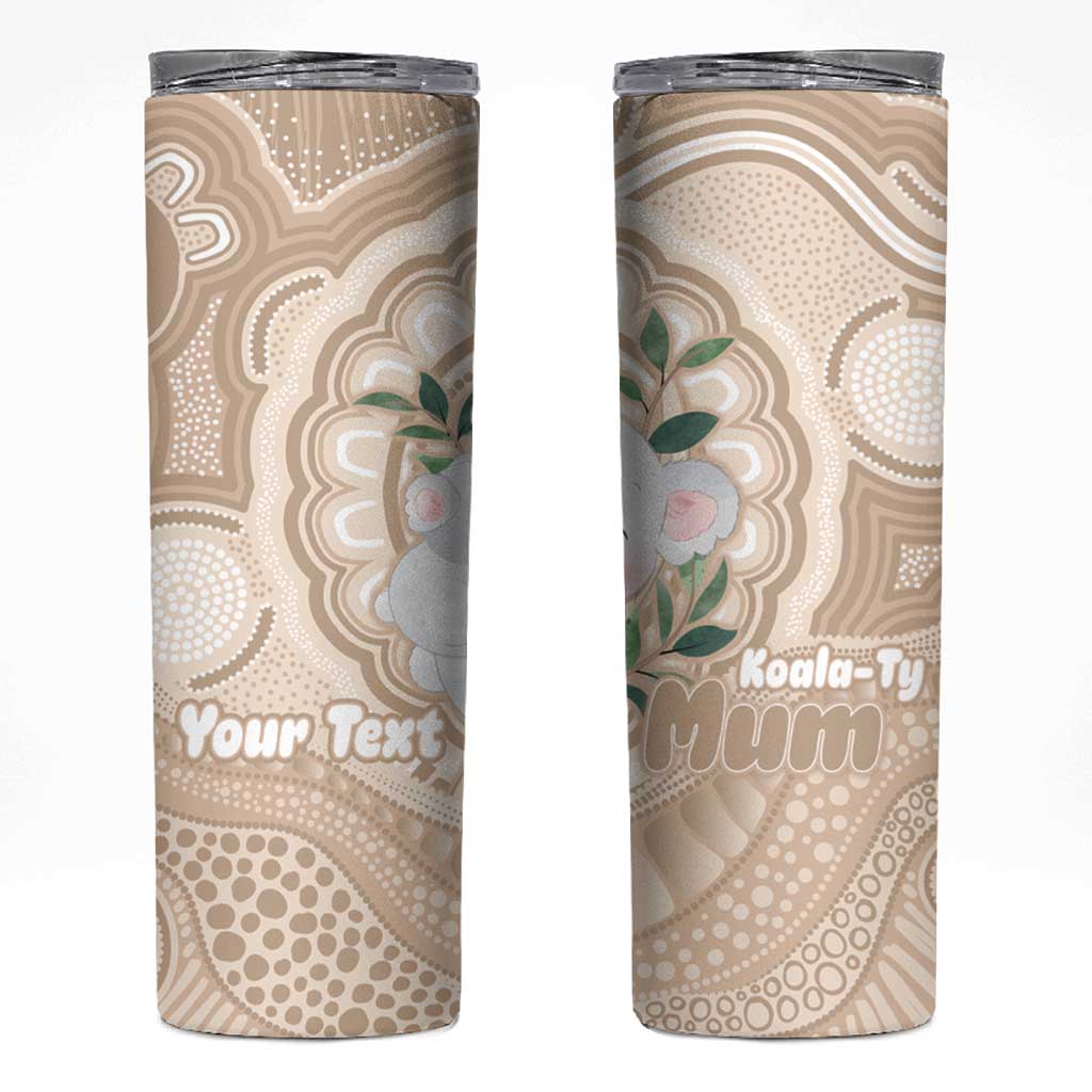 Koala Mum Australia Mother's Day Personalised Skinny Tumbler Beige Aboriginal Art
