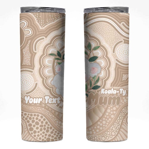 Koala Mum Australia Mother's Day Personalised Skinny Tumbler Beige Aboriginal Art