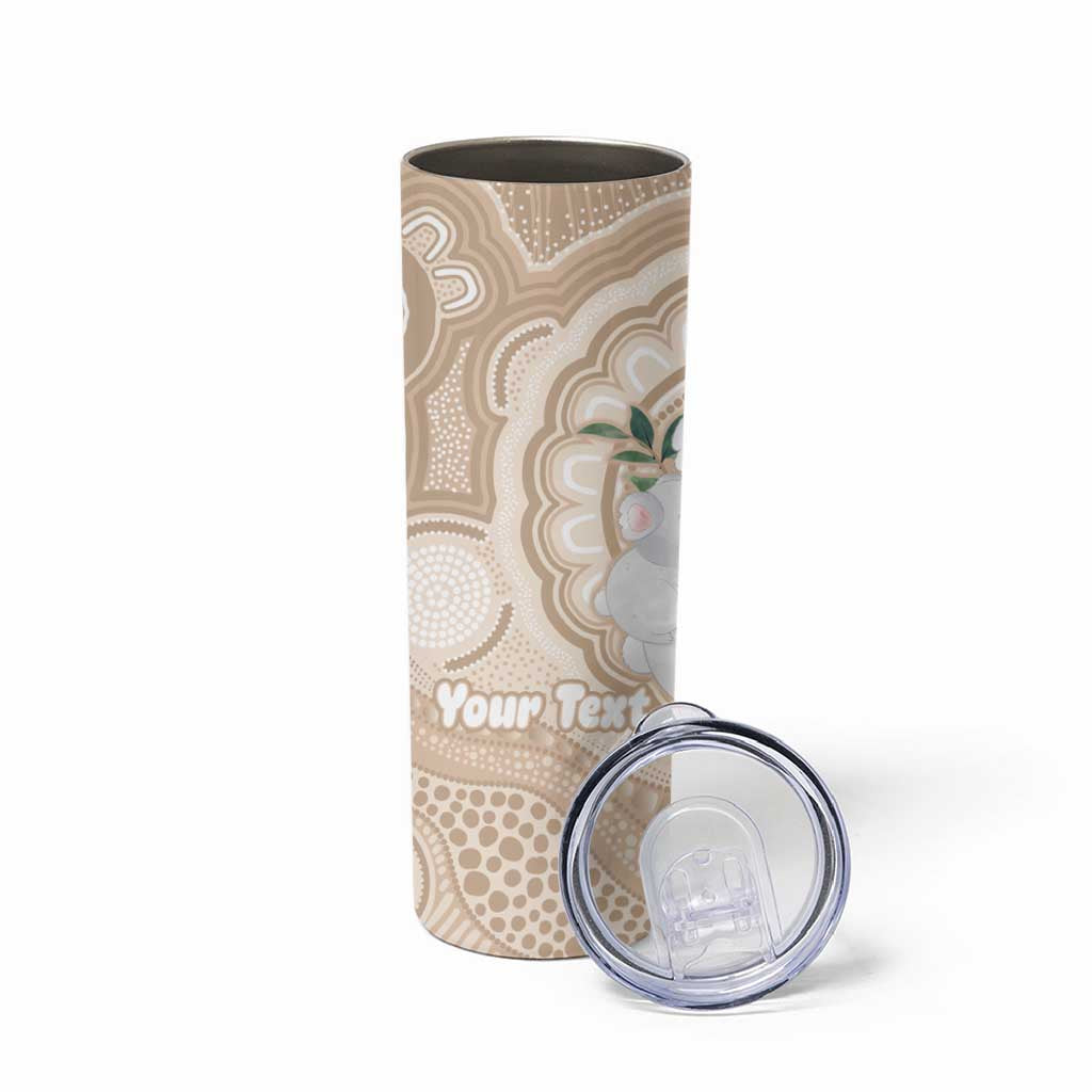 Koala Mum Australia Mother's Day Personalised Skinny Tumbler Beige Aboriginal Art