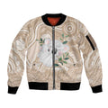 Koala Mum Australia Mother's Day Personalised Sleeve Zip Bomber Jacket Beige Aboriginal Art