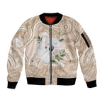 Koala Mum Australia Mother's Day Personalised Sleeve Zip Bomber Jacket Beige Aboriginal Art