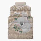 Koala Mum Australia Mother's Day Personalised Sleeveless Puffer Jacket Beige Aboriginal Art