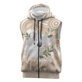 Koala Mum Australia Mother's Day Personalised Sleeveless Zip Hoodie Beige Aboriginal Art
