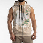 Koala Mum Australia Mother's Day Personalised Sleeveless Zip Hoodie Beige Aboriginal Art