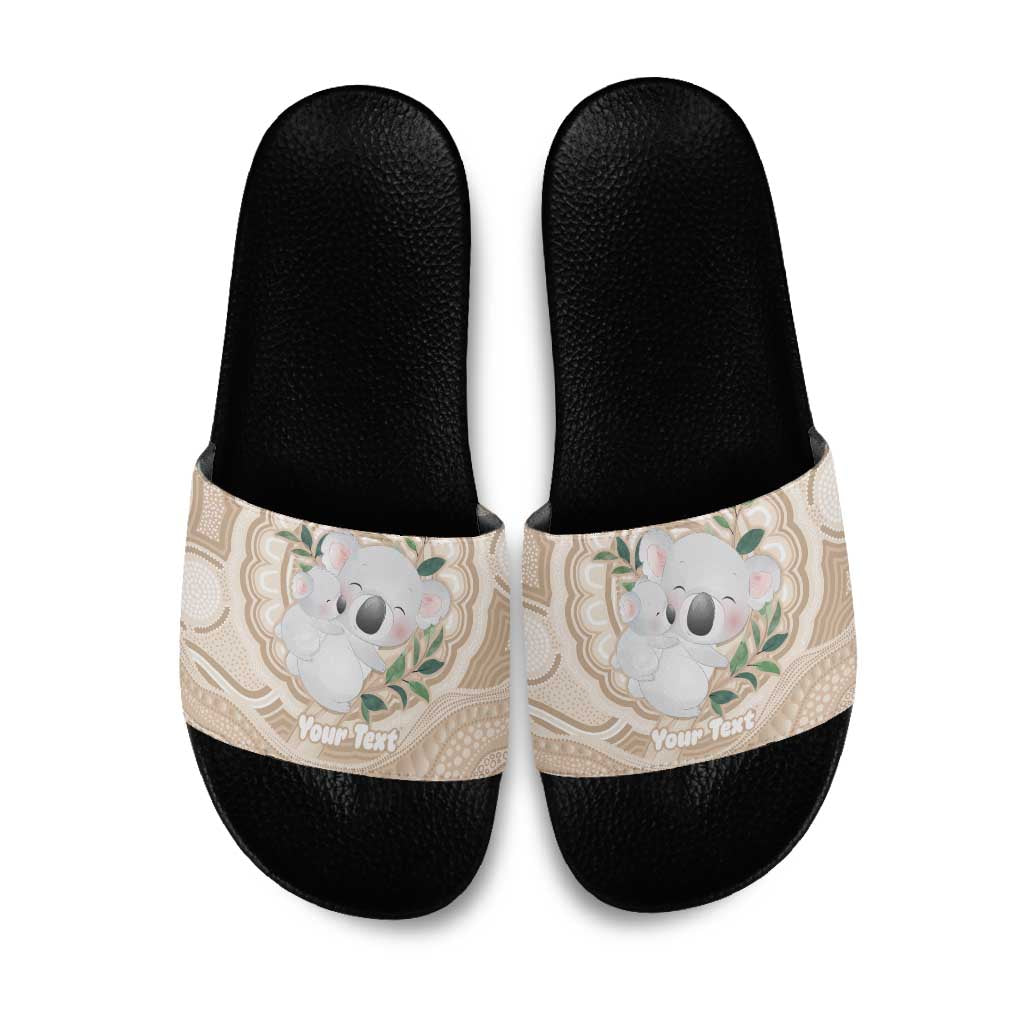 Koala Mum Australia Mother's Day Personalised Slide Sandals Beige Aboriginal Art