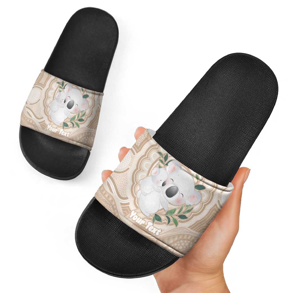 Koala Mum Australia Mother's Day Personalised Slide Sandals Beige Aboriginal Art