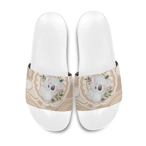 Koala Mum Australia Mother's Day Personalised Slide Sandals Beige Aboriginal Art