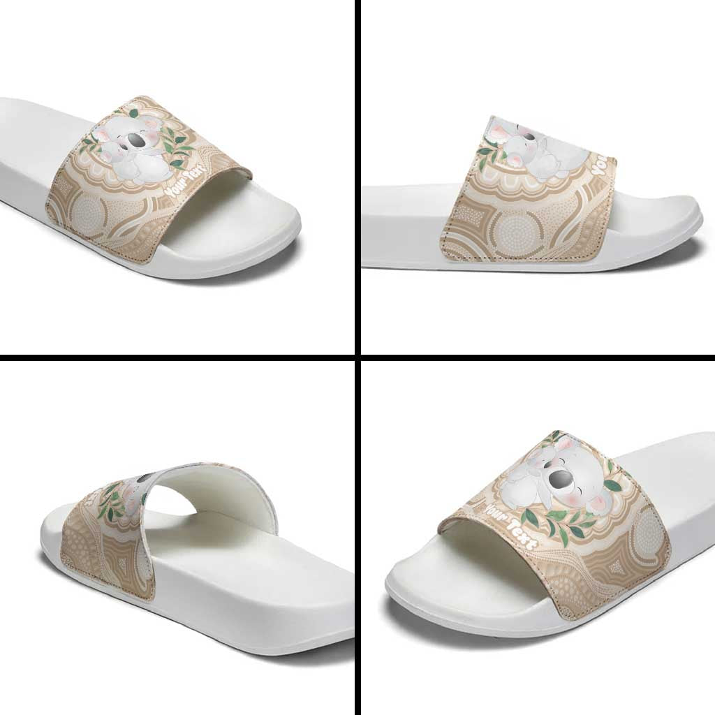 Koala Mum Australia Mother's Day Personalised Slide Sandals Beige Aboriginal Art
