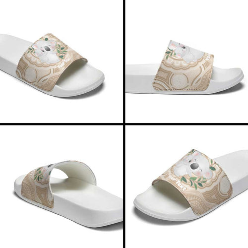 Koala Mum Australia Mother's Day Personalised Slide Sandals Beige Aboriginal Art