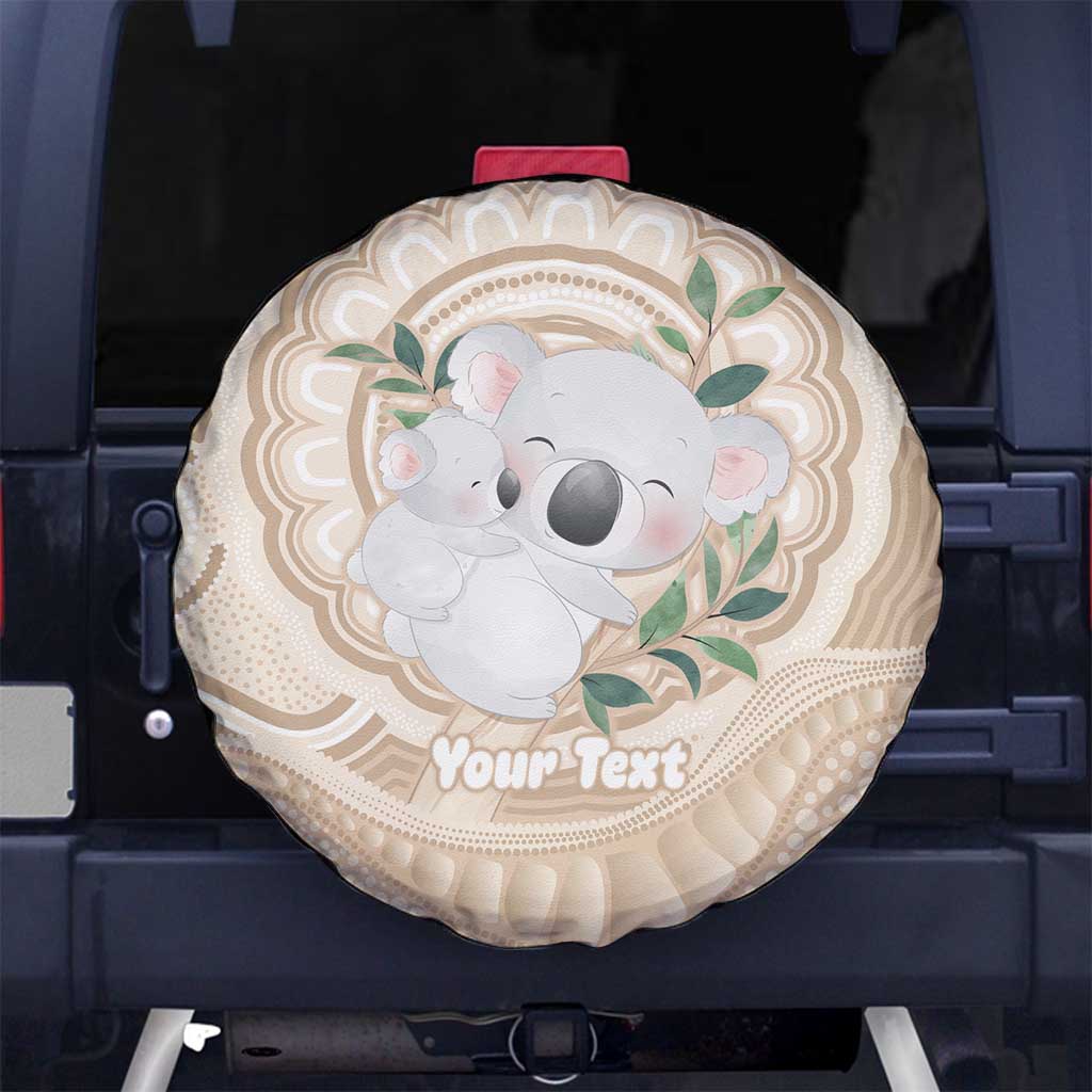 Koala Mum Australia Mother's Day Personalised Spare Tire Cover Beige Aboriginal Art