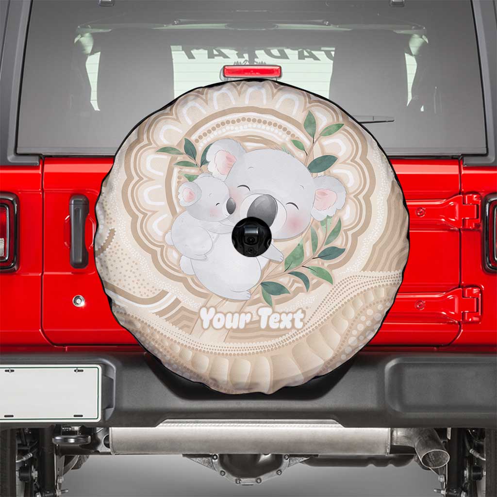 Koala Mum Australia Mother's Day Personalised Spare Tire Cover Beige Aboriginal Art