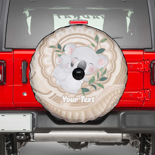 Koala Mum Australia Mother's Day Personalised Spare Tire Cover Beige Aboriginal Art