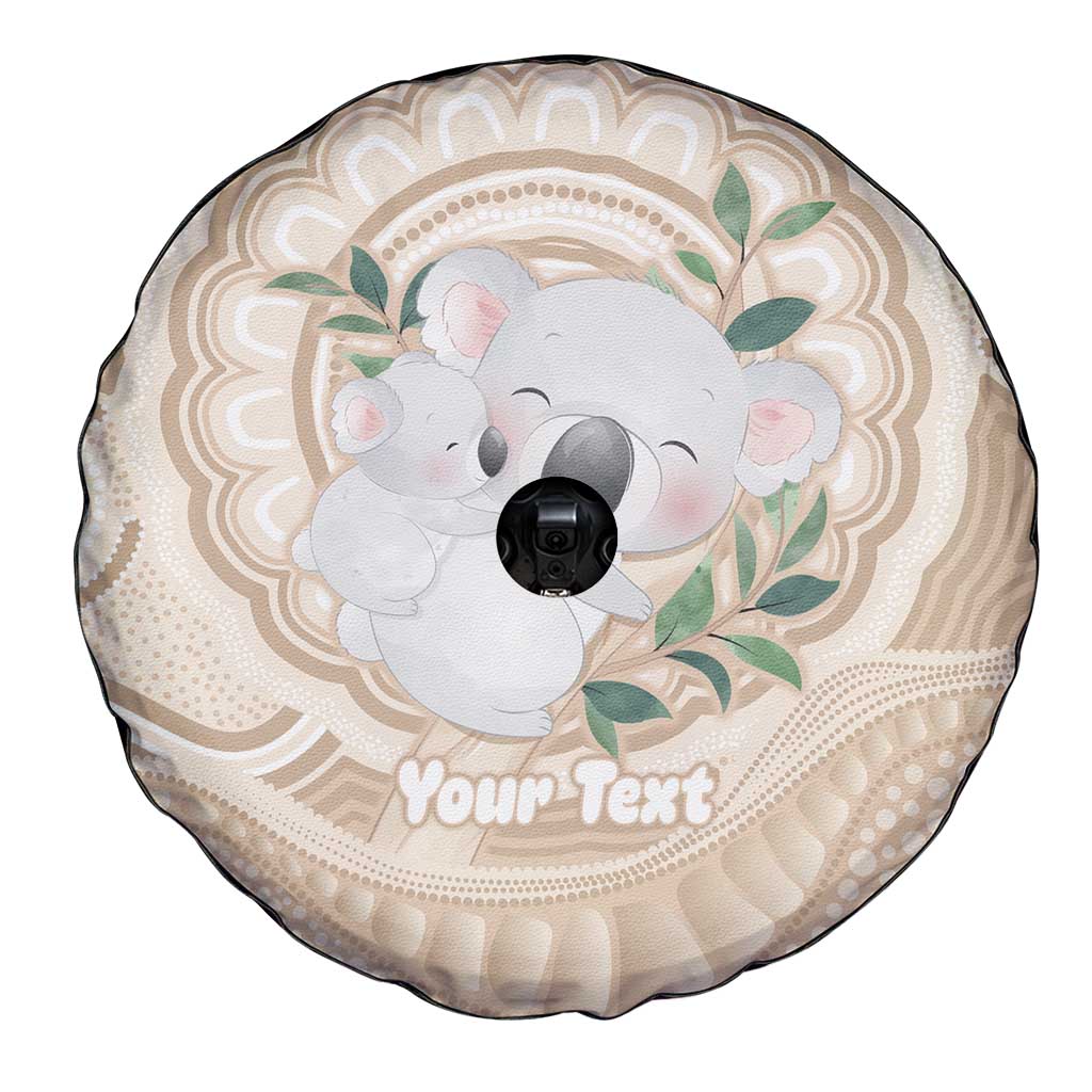 Koala Mum Australia Mother's Day Personalised Spare Tire Cover Beige Aboriginal Art