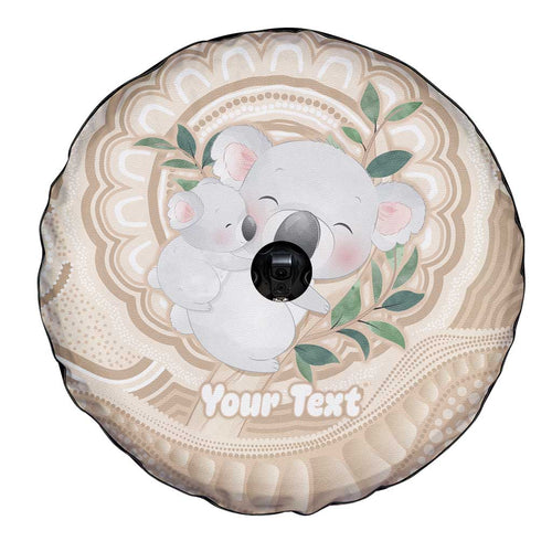 Koala Mum Australia Mother's Day Personalised Spare Tire Cover Beige Aboriginal Art