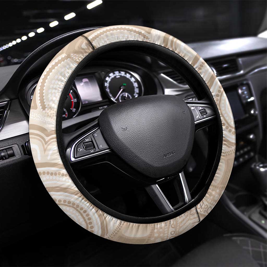 Koala Mum Australia Mother's Day Steering Wheel Cover Beige Aboriginal Art