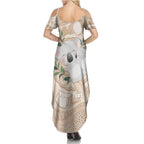 Koala Mum Australia Mother's Day Personalised Summer Maxi Dress Beige Aboriginal Art