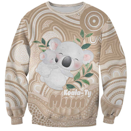 Koala Mum Australia Mother's Day Personalised Sweatshirt Beige Aboriginal Art
