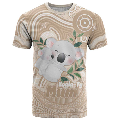 Koala Mum Australia Mother's Day Personalised T Shirt Beige Aboriginal Art