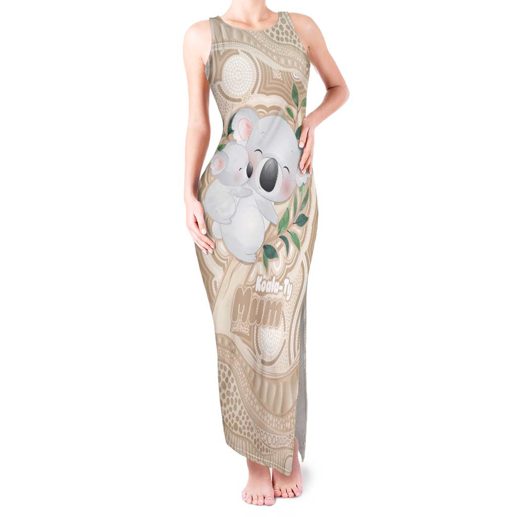 Koala Mum Australia Mother's Day Personalised Tank Maxi Dress Beige Aboriginal Art
