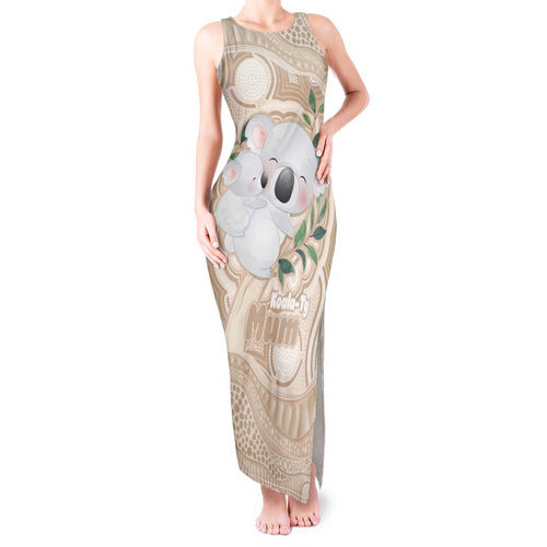 Koala Mum Australia Mother's Day Personalised Tank Maxi Dress Beige Aboriginal Art