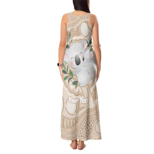 Koala Mum Australia Mother's Day Personalised Tank Maxi Dress Beige Aboriginal Art
