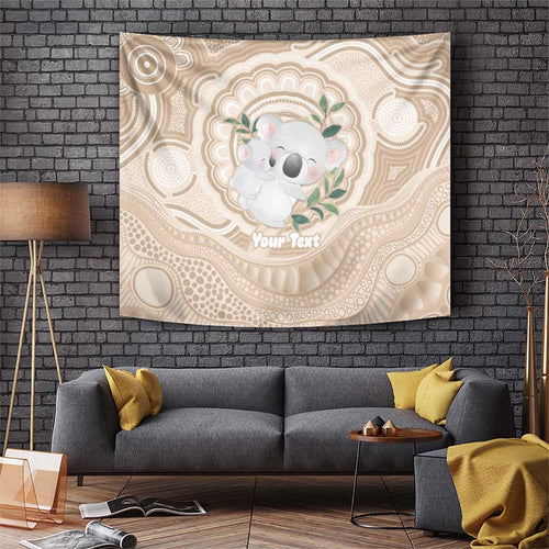 Koala Mum Australia Mother's Day Personalised Tapestry Beige Aboriginal Art