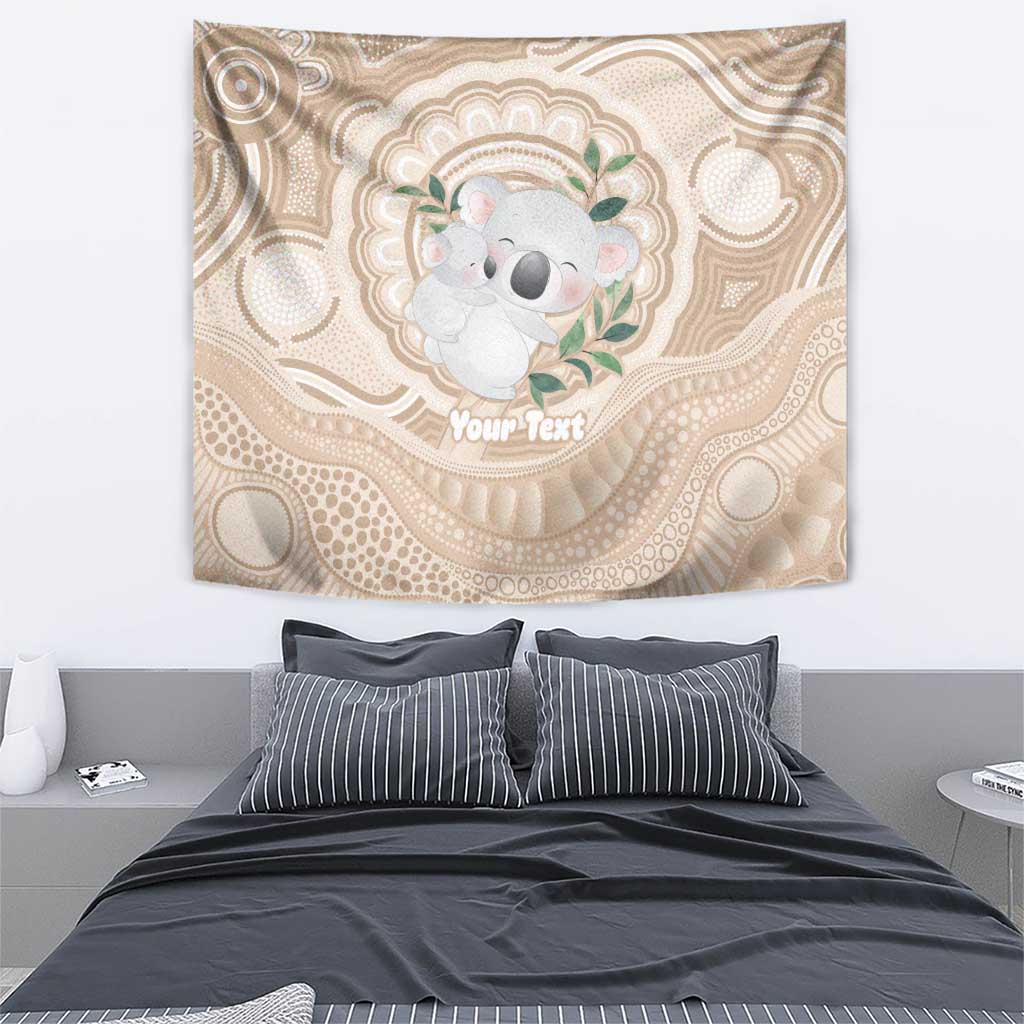 Koala Mum Australia Mother's Day Personalised Tapestry Beige Aboriginal Art