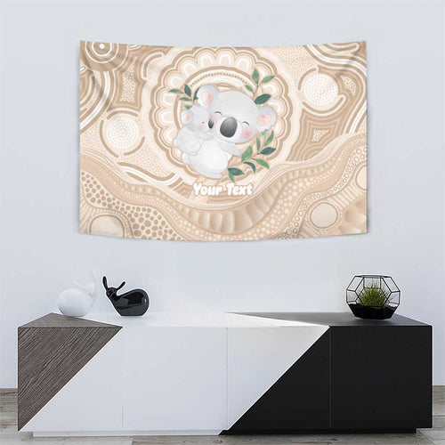 Koala Mum Australia Mother's Day Personalised Tapestry Beige Aboriginal Art