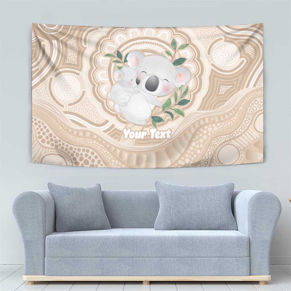 Koala Mum Australia Mother's Day Personalised Tapestry Beige Aboriginal Art