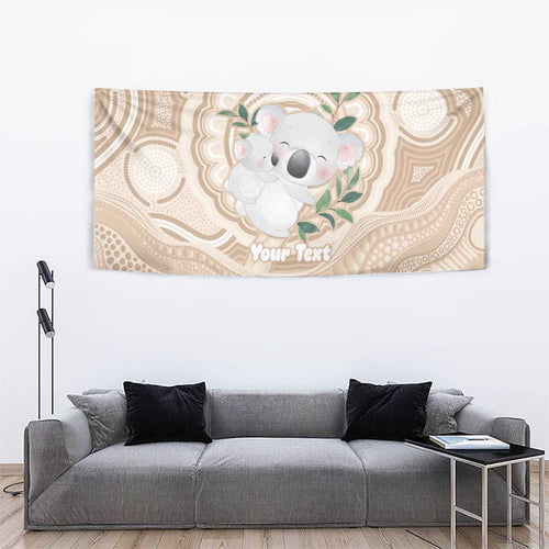 Koala Mum Australia Mother's Day Personalised Tapestry Beige Aboriginal Art