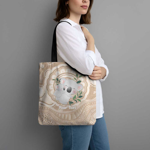 Koala Mum Australia Mother's Day Personalised Tote Bag Beige Aboriginal Art