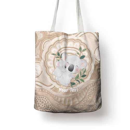Koala Mum Australia Mother's Day Personalised Tote Bag Beige Aboriginal Art