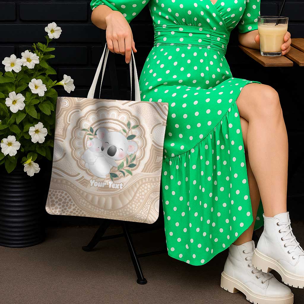 Koala Mum Australia Mother's Day Personalised Tote Bag Beige Aboriginal Art