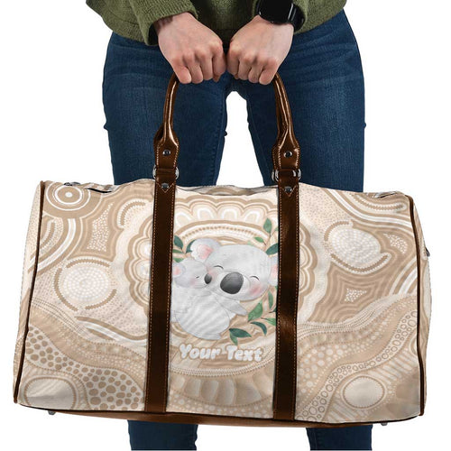 Koala Mum Australia Mother's Day Personalised Travel Bag Beige Aboriginal Art