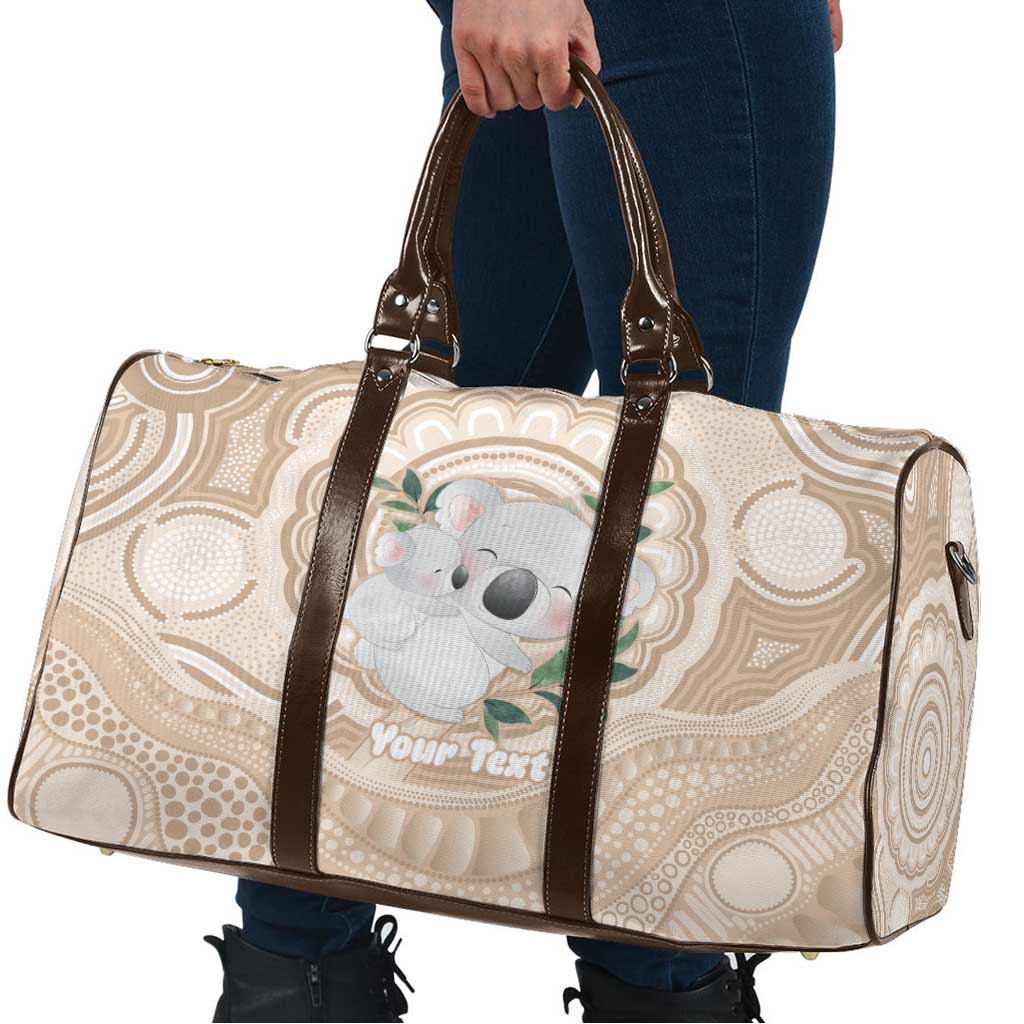 Koala Mum Australia Mother's Day Personalised Travel Bag Beige Aboriginal Art