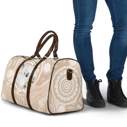 Koala Mum Australia Mother's Day Personalised Travel Bag Beige Aboriginal Art