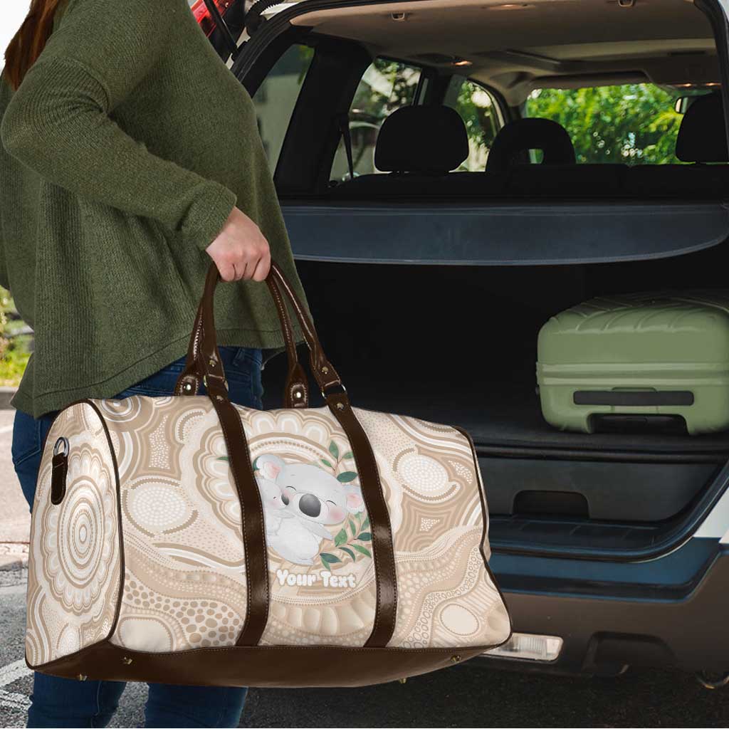 Koala Mum Australia Mother's Day Personalised Travel Bag Beige Aboriginal Art