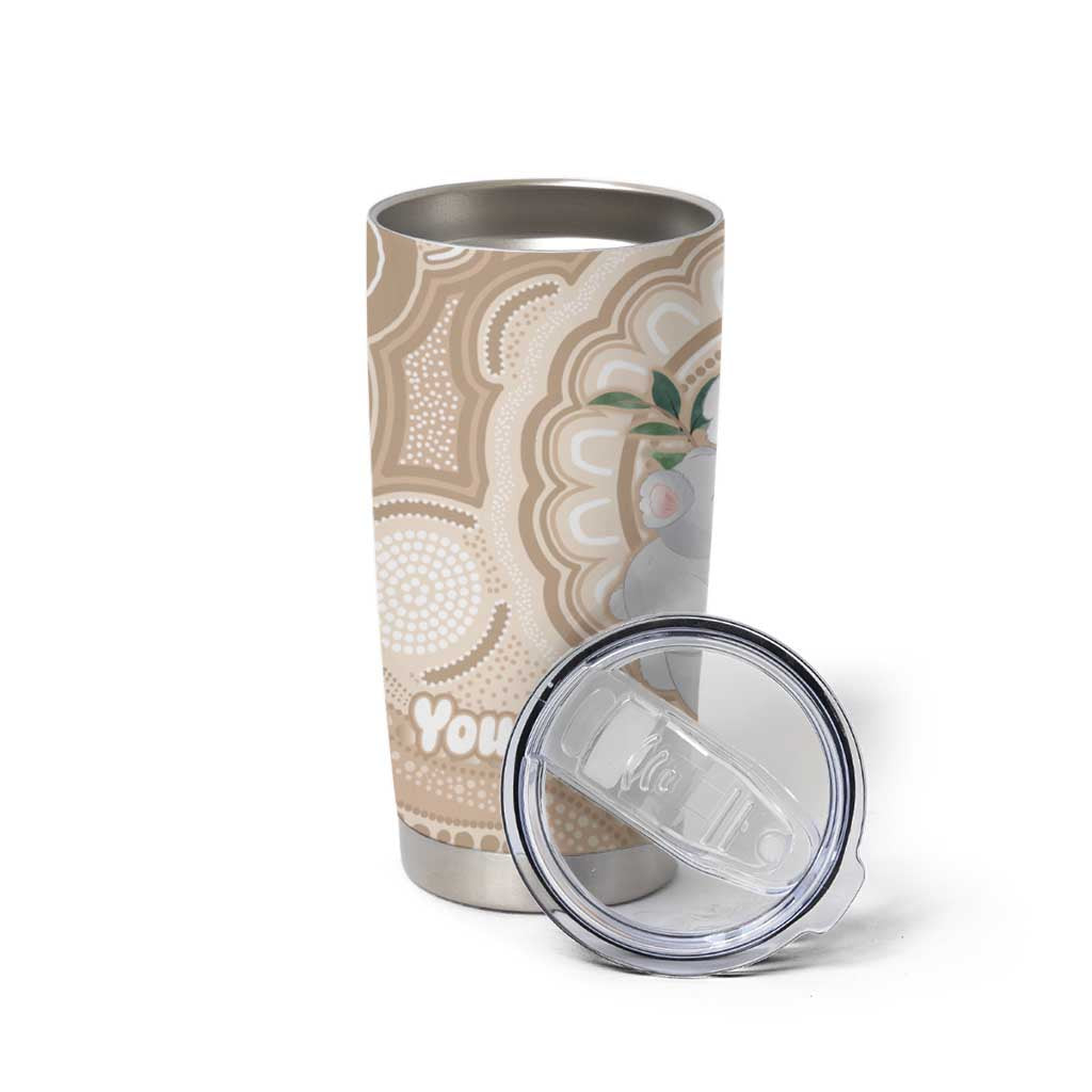 Koala Mum Australia Mother's Day Personalised Tumbler Cup Beige Aboriginal Art