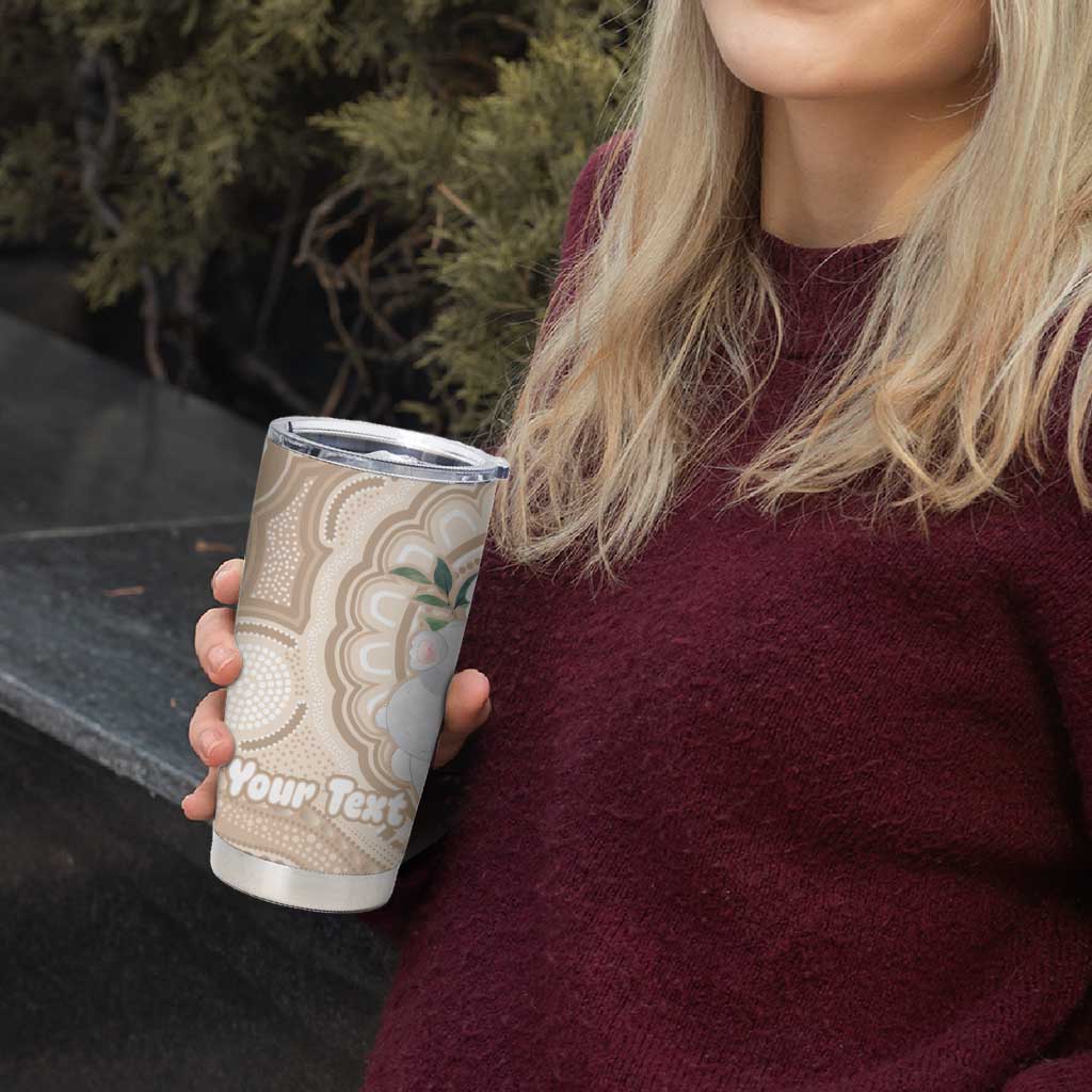 Koala Mum Australia Mother's Day Personalised Tumbler Cup Beige Aboriginal Art