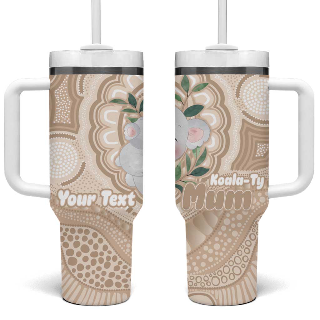 Koala Mum Australia Mother's Day Personalised Tumbler With Handle Beige Aboriginal Art