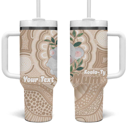 Koala Mum Australia Mother's Day Personalised Tumbler With Handle Beige Aboriginal Art