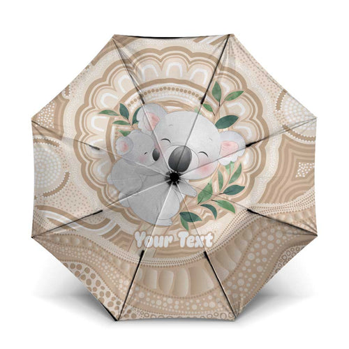 Koala Mum Australia Mother's Day Personalised Umbrella Beige Aboriginal Art