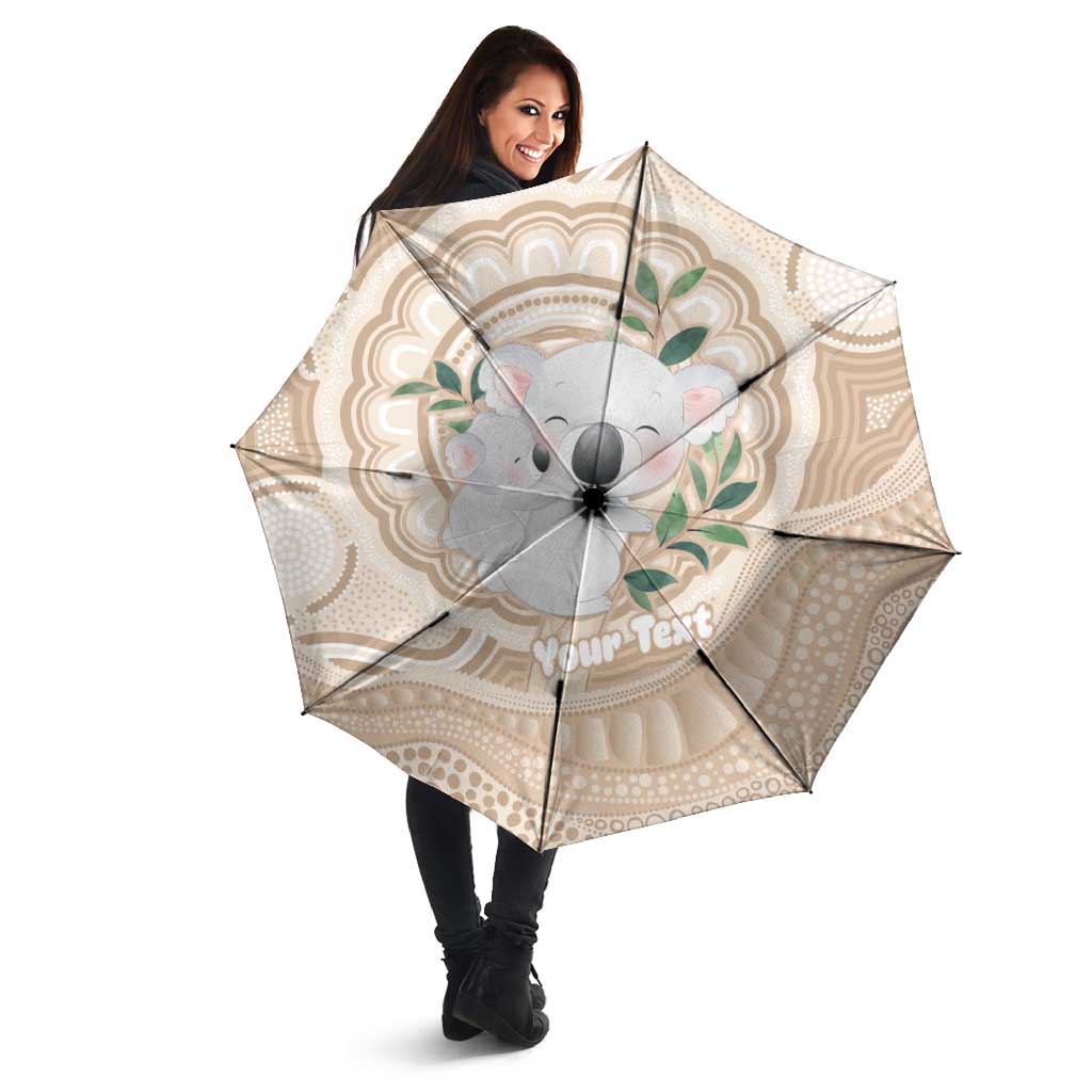 Koala Mum Australia Mother's Day Personalised Umbrella Beige Aboriginal Art