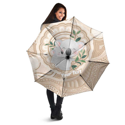 Koala Mum Australia Mother's Day Personalised Umbrella Beige Aboriginal Art
