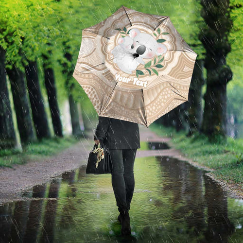 Koala Mum Australia Mother's Day Personalised Umbrella Beige Aboriginal Art