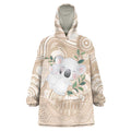 Koala Mum Australia Mother's Day Personalised Wearable Blanket Hoodie Beige Aboriginal Art